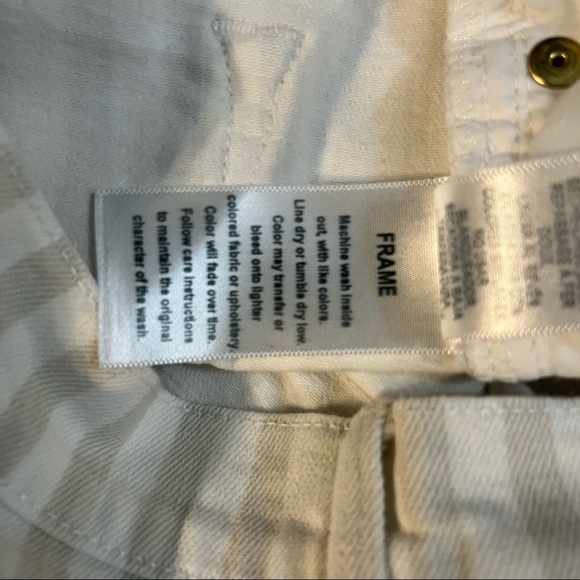 Frame Striped Tan/White Jean Shorts Size 26 Waist - Picture 6 of 8